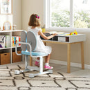 Kids desk chair in blue featuring a dual-support backrest and adjustable height, perfect for promoting healthy sitting posture.