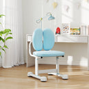 Kids desk chair in blue with adjustable height and ergonomic dual back support for comfortable study sessions.