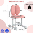 Kids desk chair in pink with adjustable height, ergonomic dual backrest, and sturdy metal frame for comfort and.