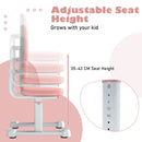 Kids desk chair in pink with adjustable seat height from 35-43 cm, featuring ergonomic dual-support backrest for.