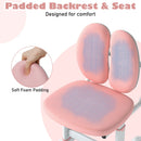 Kids desk chair with padded backrest and seat in pink, featuring ergonomic dual-support design for comfort and.