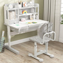 Height-adjustable kids study chair in grey with double back support, ideal for comfortable seating and good posture.