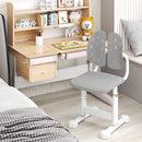 Height-adjustable kids desk chair in grey with double back support, perfect for study rooms and promoting good posture.