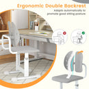 Height-adjustable kids desk chair with ergonomic double back support in grey, promoting good posture for study and.