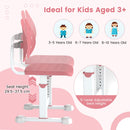 Height-adjustable pink kids desk chair with double back support, designed for comfort and good posture in study areas.