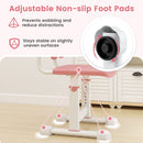 Adjustable non-slip foot pads on a pink kids desk chair ensure stability on uneven surfaces for comfortable study.