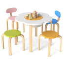 Flower-shaped Children Table Set with 4 Colorful Chairs and Stools - Multi-color