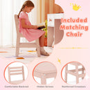 Child-sized matching chair with comfortable backrest and hidden screws, perfect for the Kids Vanity Desk set in pink.