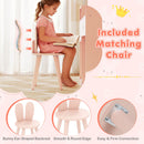 Child-sized chair with bunny ear-shaped backrest, smooth edges, and sturdy build for the Kids Vanity Desk set.