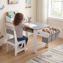 Kids Art Table and Chair Set with Paper Roll and 4 Paint Cups