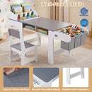 Kids Art Table and Chair Set with Paper Roll and 4 Paint Cups