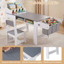 Kids Art Table and Chair Set with Paper Roll and 4 Paint Cups