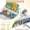 Kids Art Table and Chair Set with Paper Roll and 4 Paint Cups