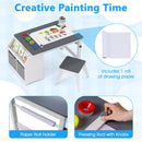 Kids Art Table with Stool Wooden Activity Table with Paper Roll and Storage