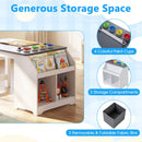 Kids Art Table with Stool Wooden Activity Table with Paper Roll and Storage