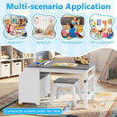 Kids Art Table with Stool Wooden Activity Table with Paper Roll and Storage