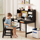 Kids Study Desk and Chair Set Wooden Writing Table with Cork Board and Drawer
