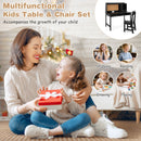Kids Study Desk and Chair Set Wooden Writing Table with Cork Board and Drawer