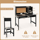 Kids Study Desk and Chair Set Wooden Writing Table with Cork Board and Drawer