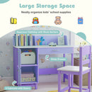 Kid's Study Desk & Chair Set, Children Table with Wide Desktop for 3+ Years Old Boys and Girls