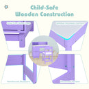 Kid's Study Desk & Chair Set, Children Table with Wide Desktop for 3+ Years Old Boys and Girls