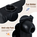 Cup holder and anti-slip feet of the black velvet toddler sofa enhance stability and keep drinks accessible.