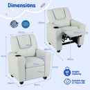 Toddler sofa with adjustable backrest in grey velvet, featuring a cup holder and solid wood frame for durability.
