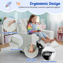Toddler sofa with adjustable backrest, retractable footrest, and cup holder in soft grey velvet for comfortable.