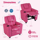 Toddler sofa with pink polka dots, adjustable backrest, cup holder, and solid wood frame for kids' comfort and playtime.