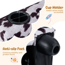 Cup holder detail of the black and white velvet toddler sofa, featuring anti-slip feet for stability and comfort.