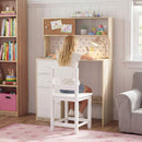 Kids Desk and Chair Set w/2 Cabinets & 2 Drawers, Pegboard & Cork Bulletin Board