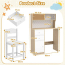 Kids Desk and Chair Set w/2 Cabinets & 2 Drawers, Pegboard & Cork Bulletin Board