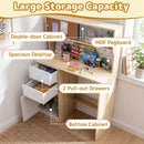 Kids Desk and Chair Set w/2 Cabinets & 2 Drawers, Pegboard & Cork Bulletin Board