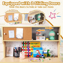 Kids Desk and Chair Set w/2 Cabinets & 2 Drawers, Pegboard & Cork Bulletin Board