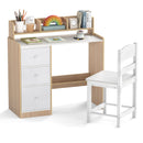 Kids Study Desk and Chair Set w/Hutch & Storage Shelf for Arts, Crafts - Default Title