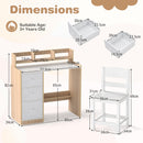 Kids Study Desk and Chair Set w/Hutch & Storage Shelf for Arts, Crafts