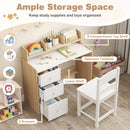 Kids Study Desk and Chair Set w/Hutch & Storage Shelf for Arts, Crafts