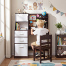 Kids Desk and Chair Set, Study Table w/Hutch, Bulletin Board