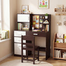 Kids Desk and Chair Set, Study Table w/Hutch, Bulletin Board