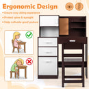 Kids Desk and Chair Set, Study Table w/Hutch, Bulletin Board