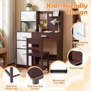 Kids Desk and Chair Set, Study Table w/Hutch, Bulletin Board