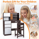 Kids Desk and Chair Set, Study Table w/Hutch, Bulletin Board
