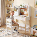 Kids Desk and Chair Set, Wooden Children Study Table - White