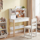Kids Desk and Chair Set, Wooden Children Study Table