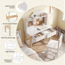 Kids Desk and Chair Set, Wooden Children Study Table