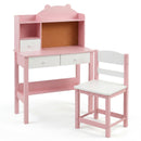 Kids Desk and Chair Set, Wooden Children Study Table