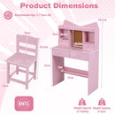 Kids Study Desk with Chair, Children Writing Table and Chair Set with Open Storage Shelves