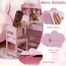 Kids Study Desk with Chair, Children Writing Table and Chair Set with Open Storage Shelves