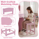 Kids Study Desk with Chair, Children Writing Table and Chair Set with Open Storage Shelves