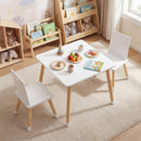 Kids Table and 2 Chairs Set, w/ Pine Wood Legs, Children Activity Table Set